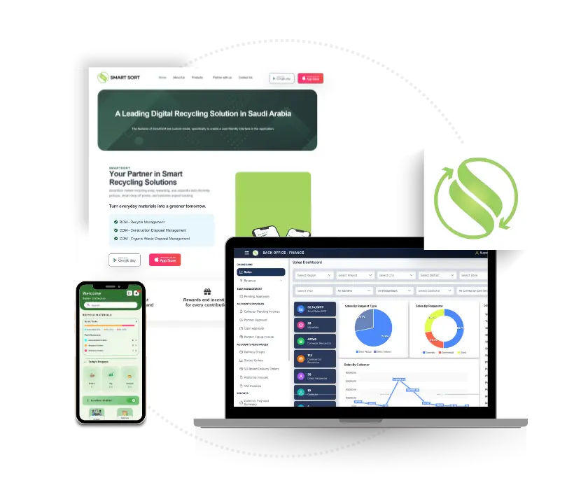 Smart recycling management software dashboard for waste collection and disposal tracking