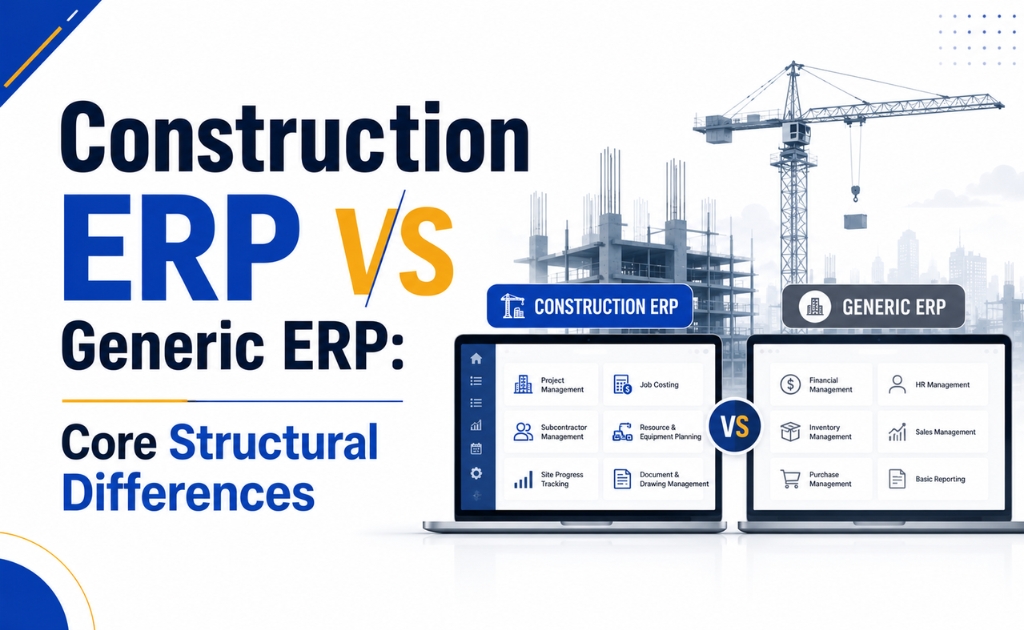 Modern construction ERP platform for contractors, builders, and infrastructure companies